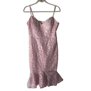Guess Womens Dress Size 12 Pink Lace Flounce Hem Sleeveless Sweetheart Neck New